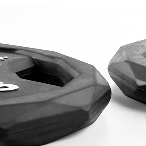 XMARK Black Diamond Olympic Weight Plates 2-Inch, Rubber Barbell Plates with Tri-Grip Handles for Home Gym Strength Training