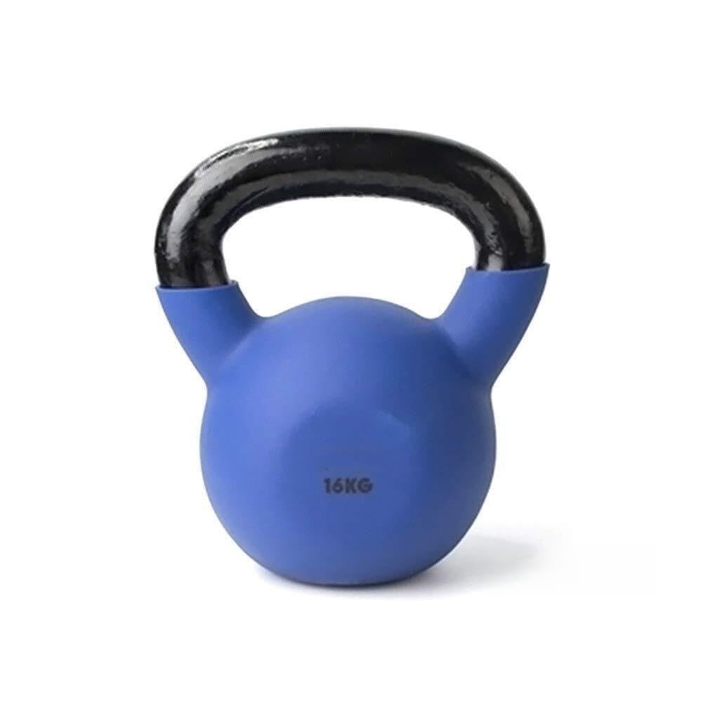 Cast Iron Kettlebell With Protective Vinyl Shell, Ergonomic Handle, Flat Base For Strength & Core Training