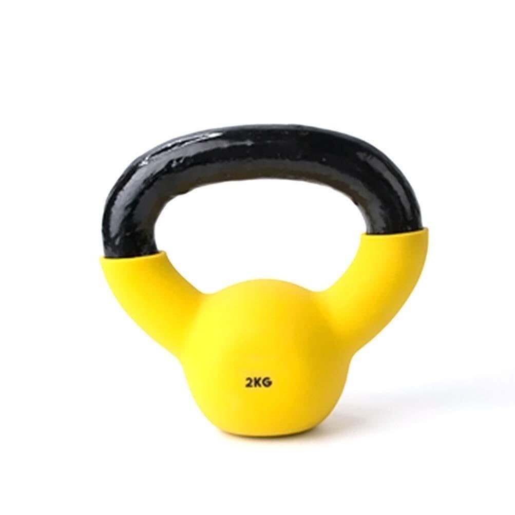 Cast Iron Kettlebell With Colorful Plastic Shell, Large Handle For Strength & Full-Body Training