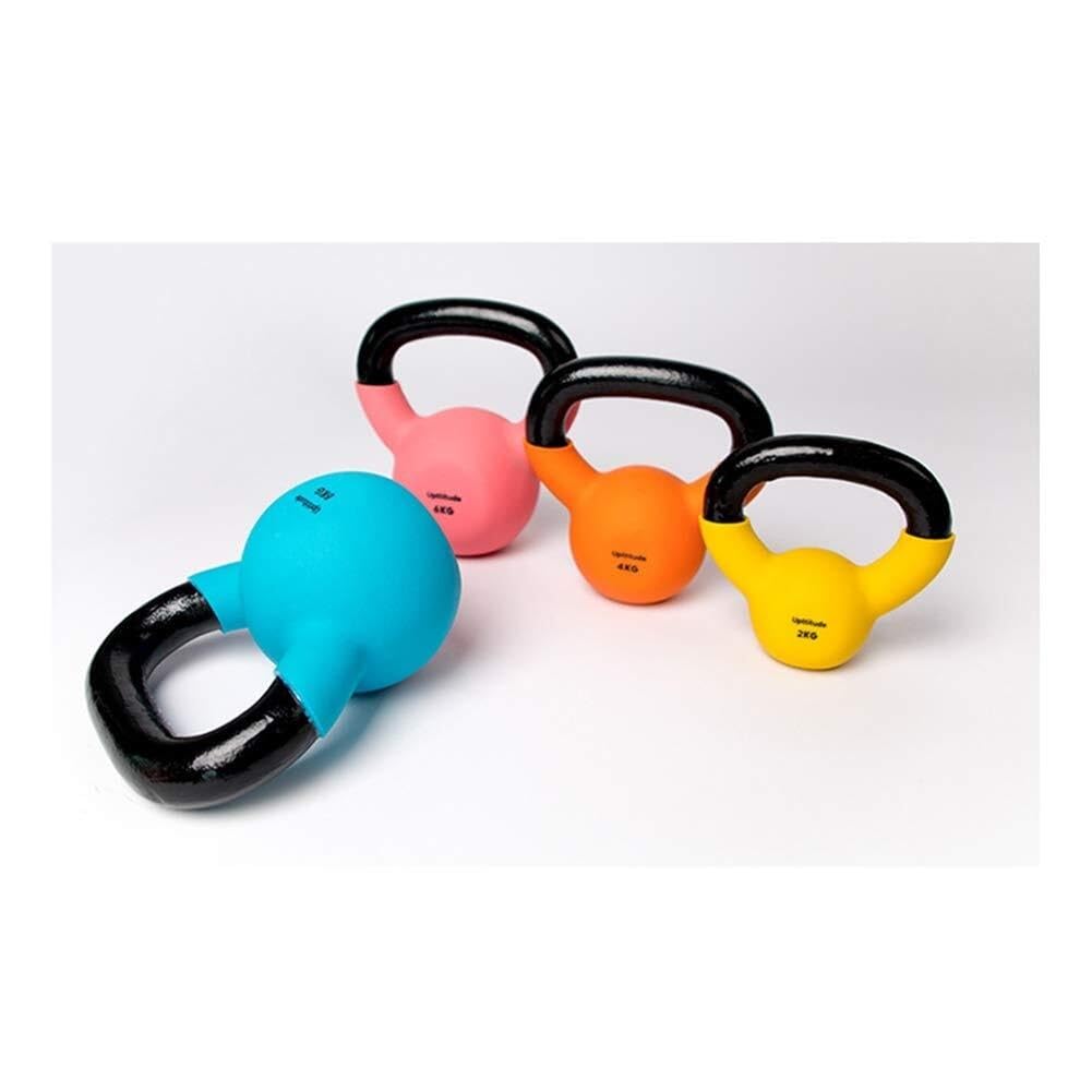 Cast Iron Kettlebell With Protective Vinyl Shell, Ergonomic Handle, Flat Base For Strength & Core Training