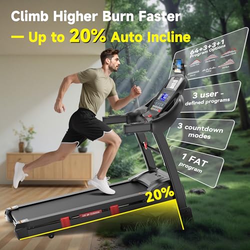 20% Incline 5.0HP Folding Treadmill with Fan & App