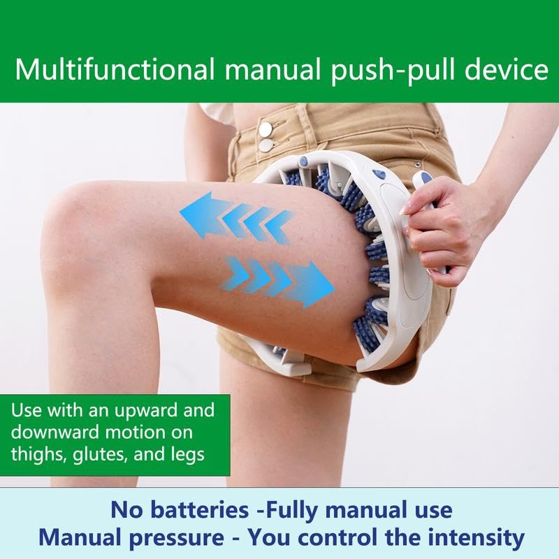 Cellulite Massage Roller - Deep Tissue Push-Pull Tool for Thighs, Calves & Waist - Body Sculpting, Pain Relief & Anti-Inflammation - Portable Muscle Recovery & Pilates Equipment (Orange)