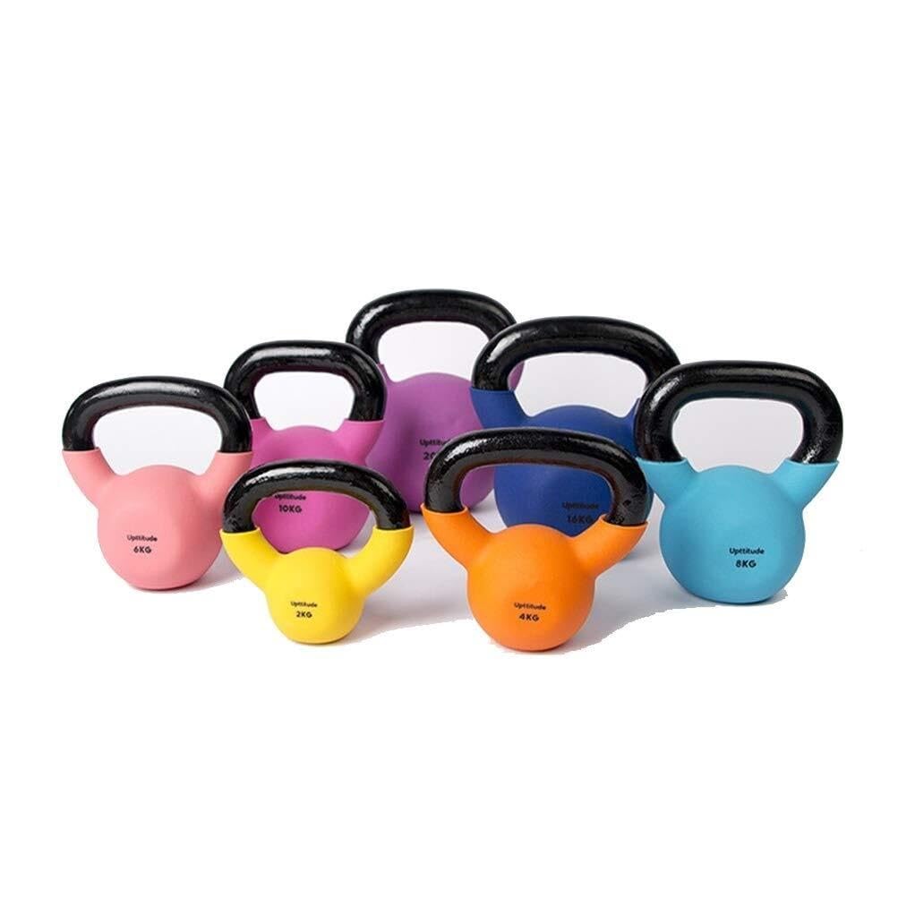 Cast Iron Kettlebell With Protective Vinyl Shell, Ergonomic Handle & Flat Base For Home Muscle & Core Training