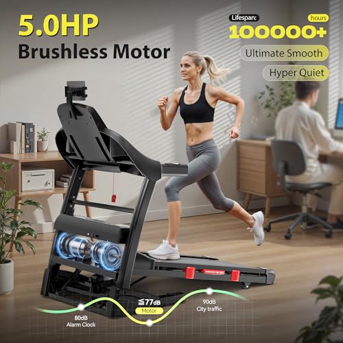 20% Incline 5.0HP Folding Treadmill with Fan & App