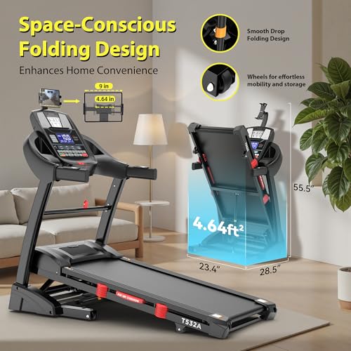20% Incline 5.0HP Folding Treadmill with Fan & App