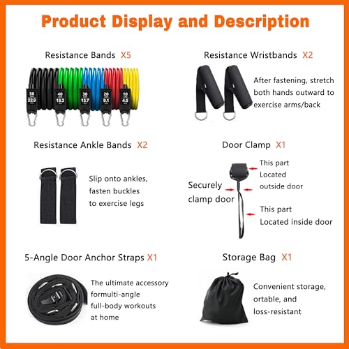 150 lb Stackable Resistance Band Set with Door Anchor