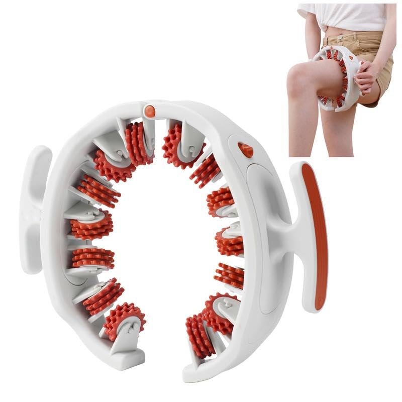 Cellulite Massage Roller - Deep Tissue Push-Pull Tool for Thighs, Calves & Waist - Body Sculpting, Pain Relief & Anti-Inflammation - Portable Muscle Recovery & Pilates Equipment (Orange)