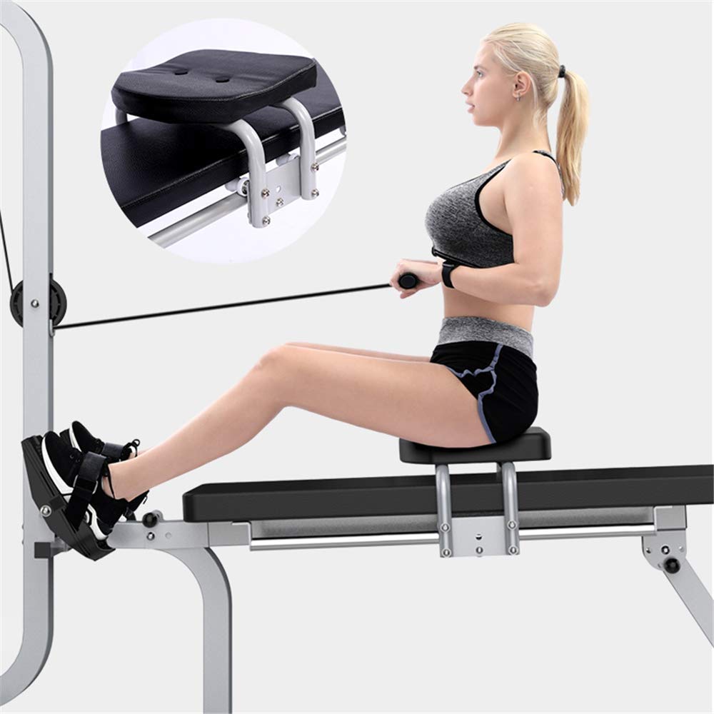 Compact Folding Magnetic Rowing Machine, Adjustable Resistance Rower, with Dumbbell Bench Design, Motion Exercise Cardio Fitness Equipment,300 LB Weight Capacity,Easy to Install