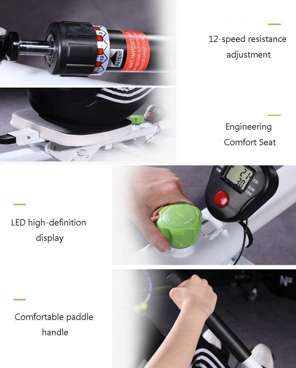Foldable Rowing Machines Rowing Machine for Home Use Foldable, Hydraulic Rower Trainer Indoor Rowing Device, 12 Resistance Adjustment, LCD Monitor, Max User Weight 150 Kg, Fitness Equipment