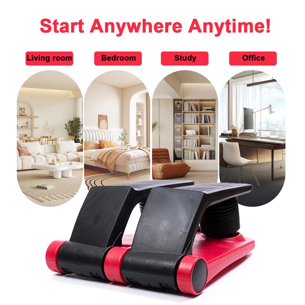INTBUYING Stepper Climber Fitness Machine with Resistant Bands Portable Stair Stepper Exercise Equipment Low-Impact Cardio, Space-Saving, Height-Adjustable Comfortable Foot Pedals Exercise Machine