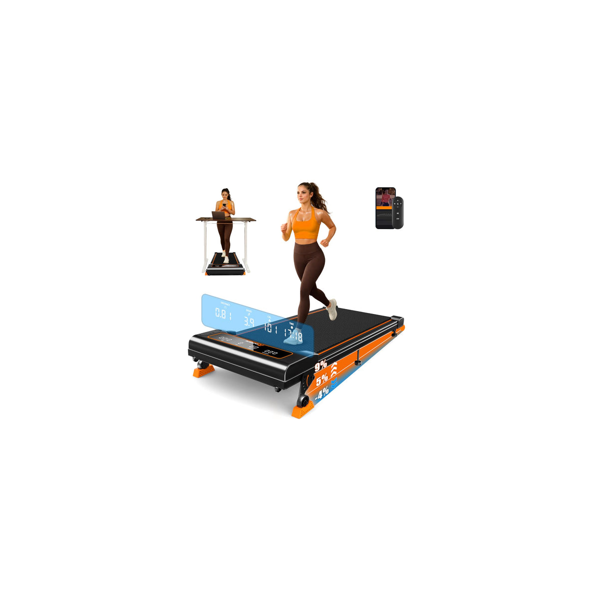5-Level Incline and Decline Walking Pad with Large Display