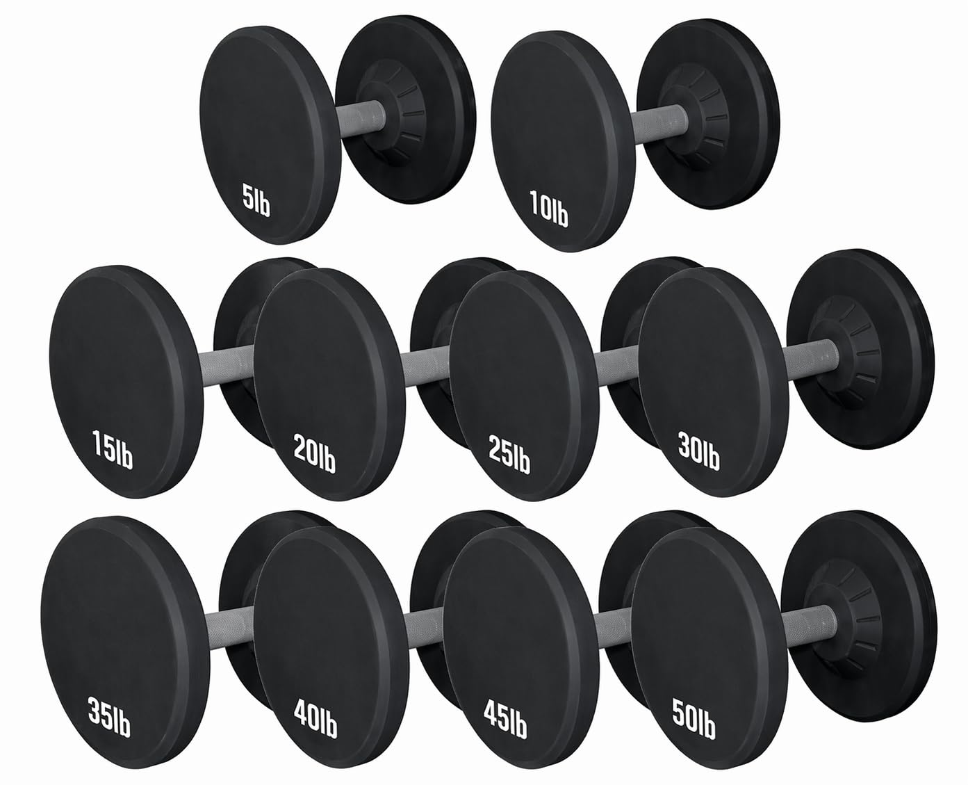 Pro Style Dumbbells 130-150 Lb Set (5 Pair) – 30mm Knurled Chrome Handles Virgin Rubber Coating – Home Gym Weight – 1 Pair of Each 130lb, 135lb, 140lb, 145lb, 150lb