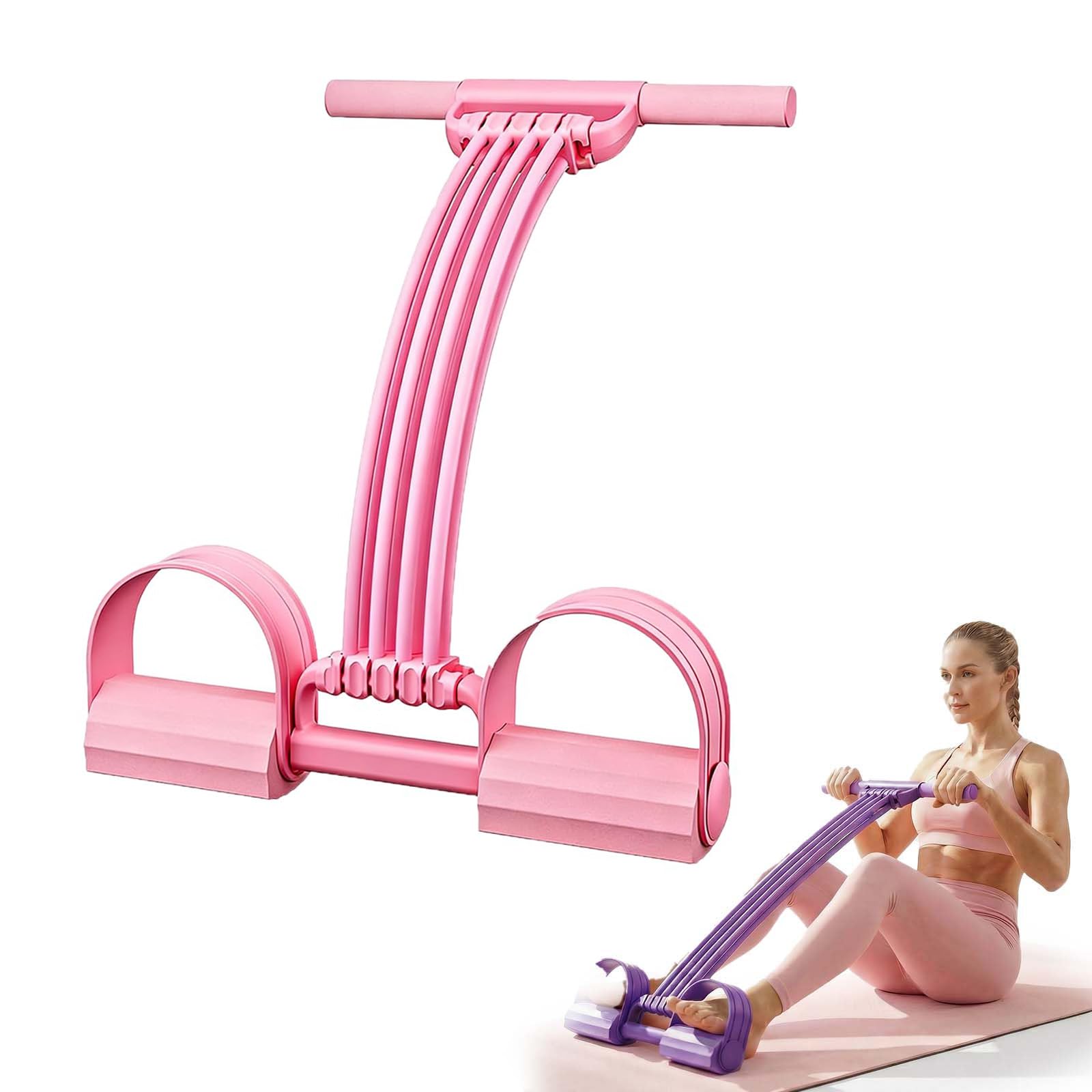 Pedal Resistance Band with Handle, 2026 New 8 Tube Exercise Band 3-in-1 Multifunction Fitness Equipment for Home Gym, Foot Pedal Puller for Full Body Workout