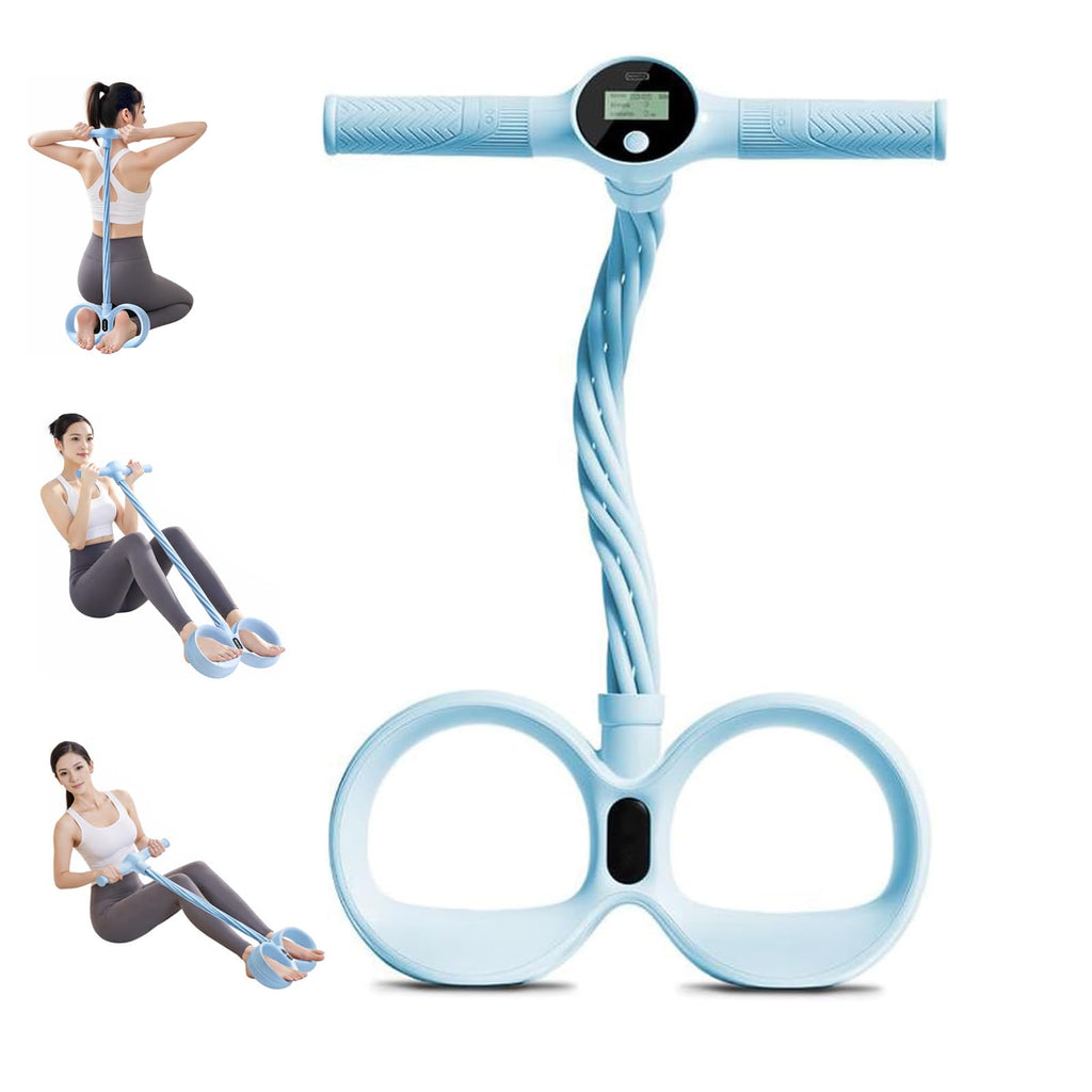 Upgraded Smart Foot Pedal Puller, 6 Tube Pedal Puller Resistance Band with Digital Counter & Handles, for Full Body Stretching, Yoga, Home Workout