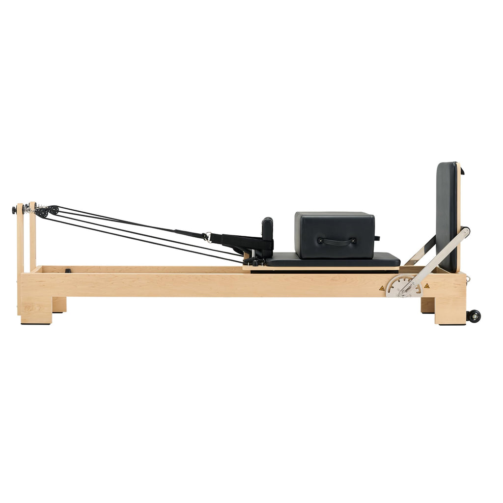 Studio Solid Core Pilates Reformer 60cm, Maple Wood Pilates Reformer Machine with Solid Core Frame, Adjustable Springs, Smooth Sliding Carriage, Professional Home Gym & Studio Equipment