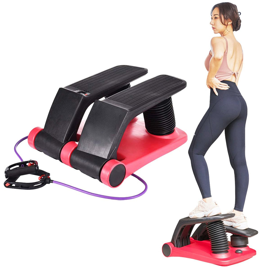 INTBUYING Stepper Climber Fitness Machine with Resistant Bands Portable Stair Stepper Exercise Equipment Low-Impact Cardio, Space-Saving, Height-Adjustable Comfortable Foot Pedals Exercise Machine