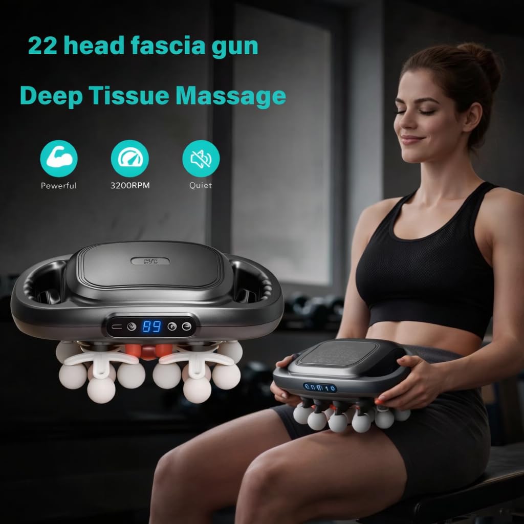 ALADEPT 22-Head Deep Tissue Massage Gun for Muscle Recovery – Percussion Massager with Multiple Speeds, Quiet Motor, Portable Handheld Body Massager for Back, Neck, Shoulder, Leg & Foot