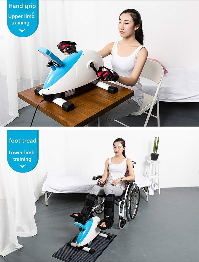 RWGOVLU Electric Rehabilitation Machine, Portable Fitness Mini Exercise Bike, Seniors Motorized Leg and Arm Pedal Exerciser, Under Desk Bike Pedal Exerciser