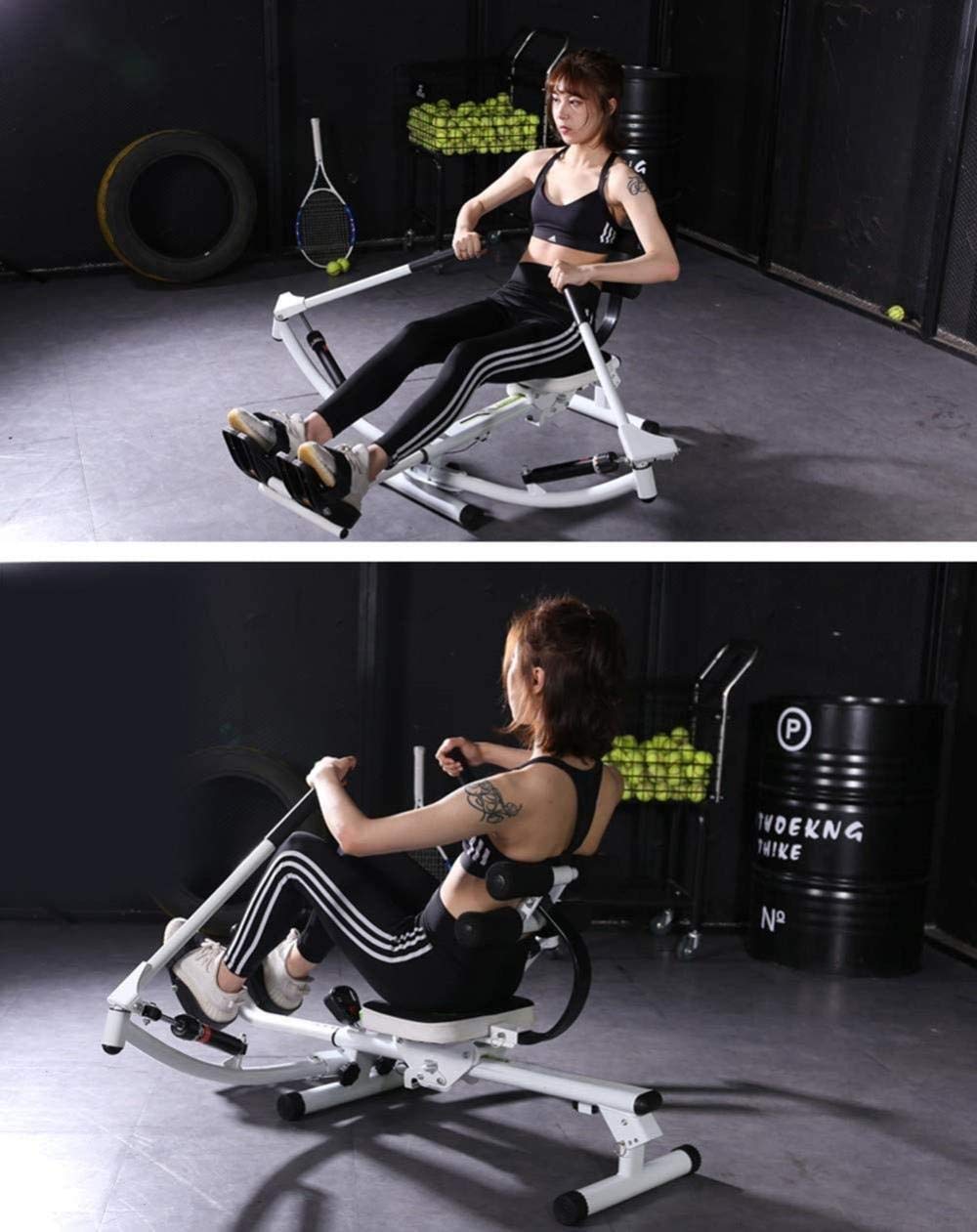 Foldable Rowing Machines Rowing Machine for Home Use Foldable, Hydraulic Rower Trainer Indoor Rowing Device, 12 Resistance Adjustment, LCD Monitor, Max User Weight 150 Kg, Fitness Equipment