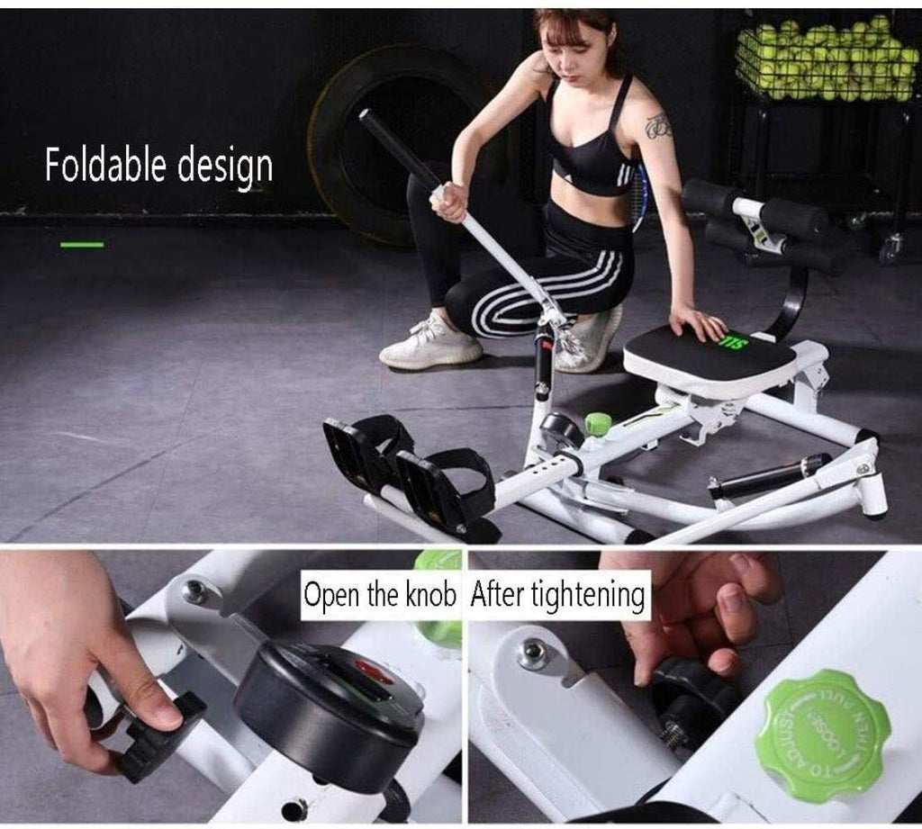Foldable Rowing Machines Rowing Machine for Home Use Foldable, Hydraulic Rower Trainer Indoor Rowing Device, 12 Resistance Adjustment, LCD Monitor, Max User Weight 150 Kg, Fitness Equipment