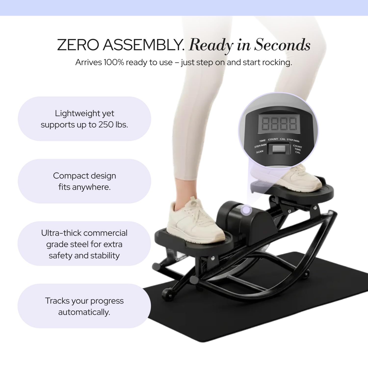LhanelFit The Rock Stepper - Side to Side Rocking Stepper Machine for Home Workouts - Low Impact Indoor Cardio Leg Glute and Core Training - Quiet Compact Step Rocker Exercise Equipment