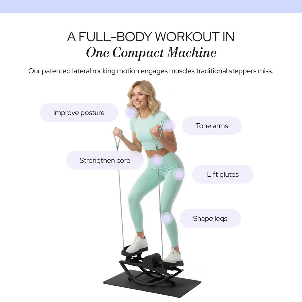 LhanelFit The Rock Stepper - Side to Side Rocking Stepper Machine for Home Workouts - Low Impact Indoor Cardio Leg Glute and Core Training - Quiet Compact Step Rocker Exercise Equipment