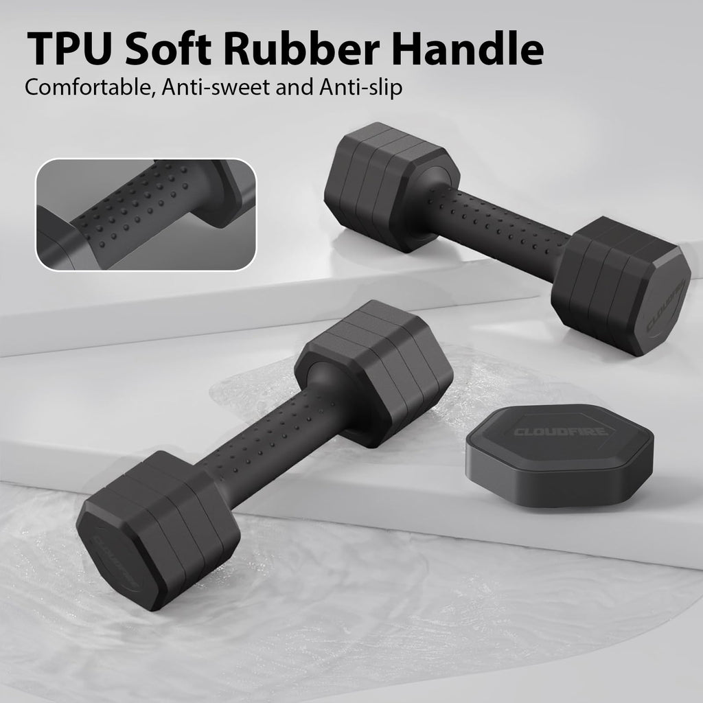 Adjustable Dumbbell Set of 2, 4 in 1 Free Weights Dumbbells Set, Hand Weights for Women at Home, 5 lb Dumbbells Set with Non-slip Comfort Handle for Home Gym Exercise Workout Training