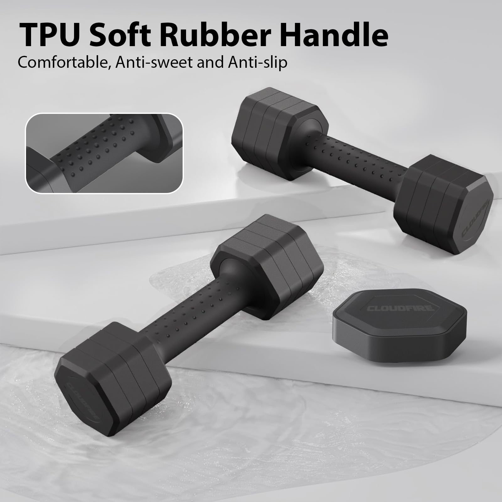 Adjustable Dumbbell Set of 2, 4 in 1 Free Weights Dumbbells Set, Hand Weights for Women at Home, 5 lb Dumbbells Set with Non-slip Comfort Handle for Home Gym Exercise Workout Training