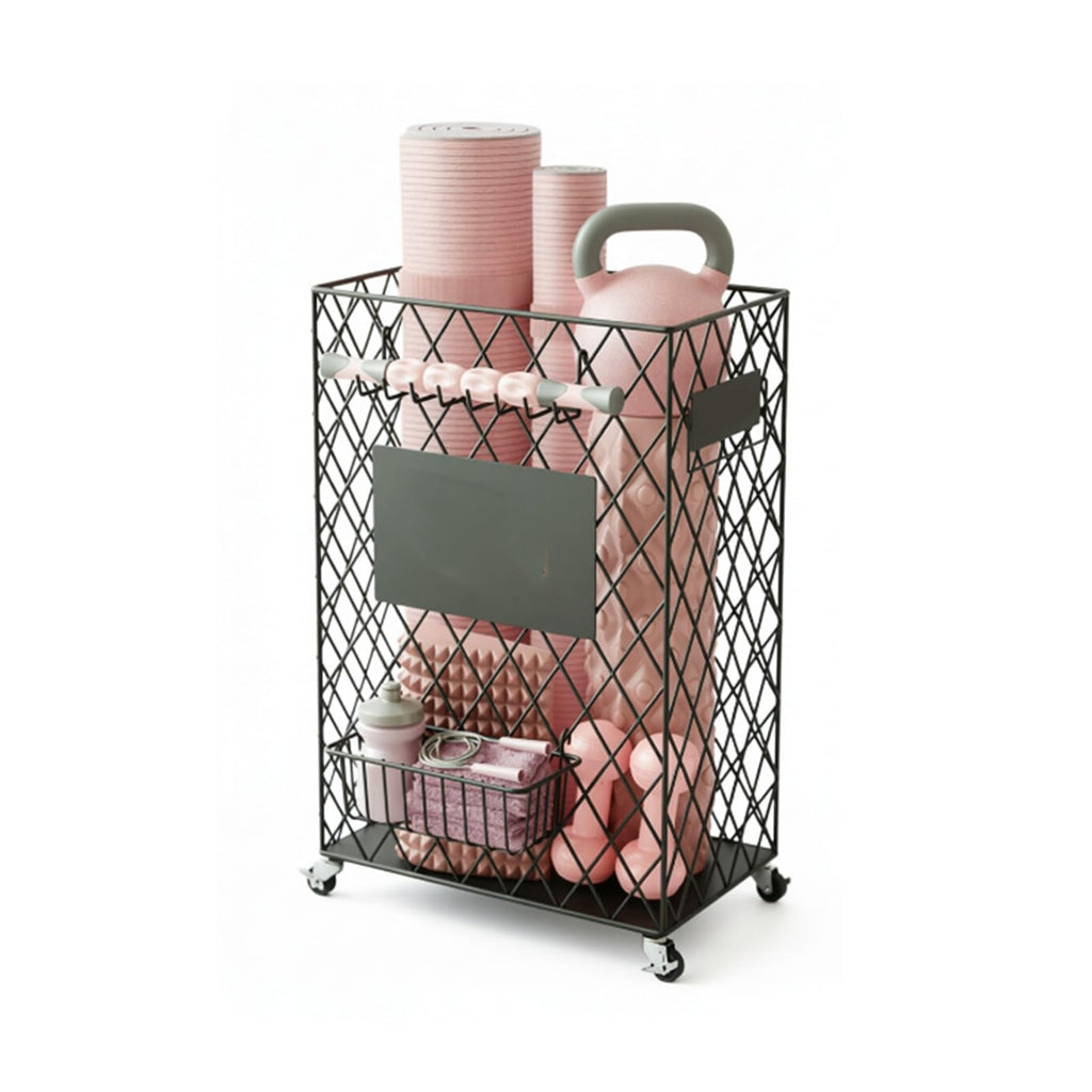 Floor-Standing Yoga Mat Storage Rack,Gym Workout Equipment Organizer,with 360° Lockable Wheels,100kg Load Capacity for Studio/Commercial