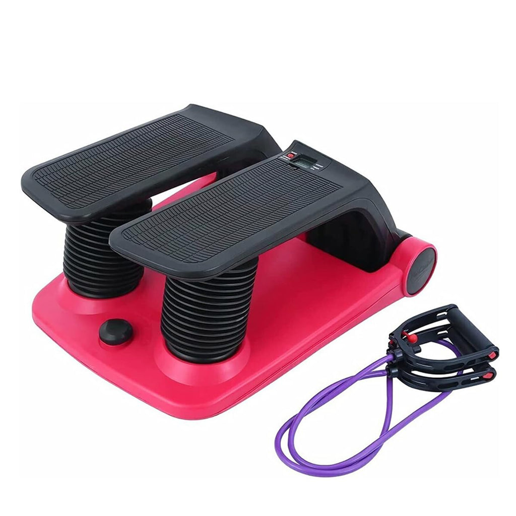 INTBUYING Stepper Climber Fitness Machine with Resistant Bands Portable Stair Stepper Exercise Equipment Low-Impact Cardio, Space-Saving, Height-Adjustable Comfortable Foot Pedals Exercise Machine
