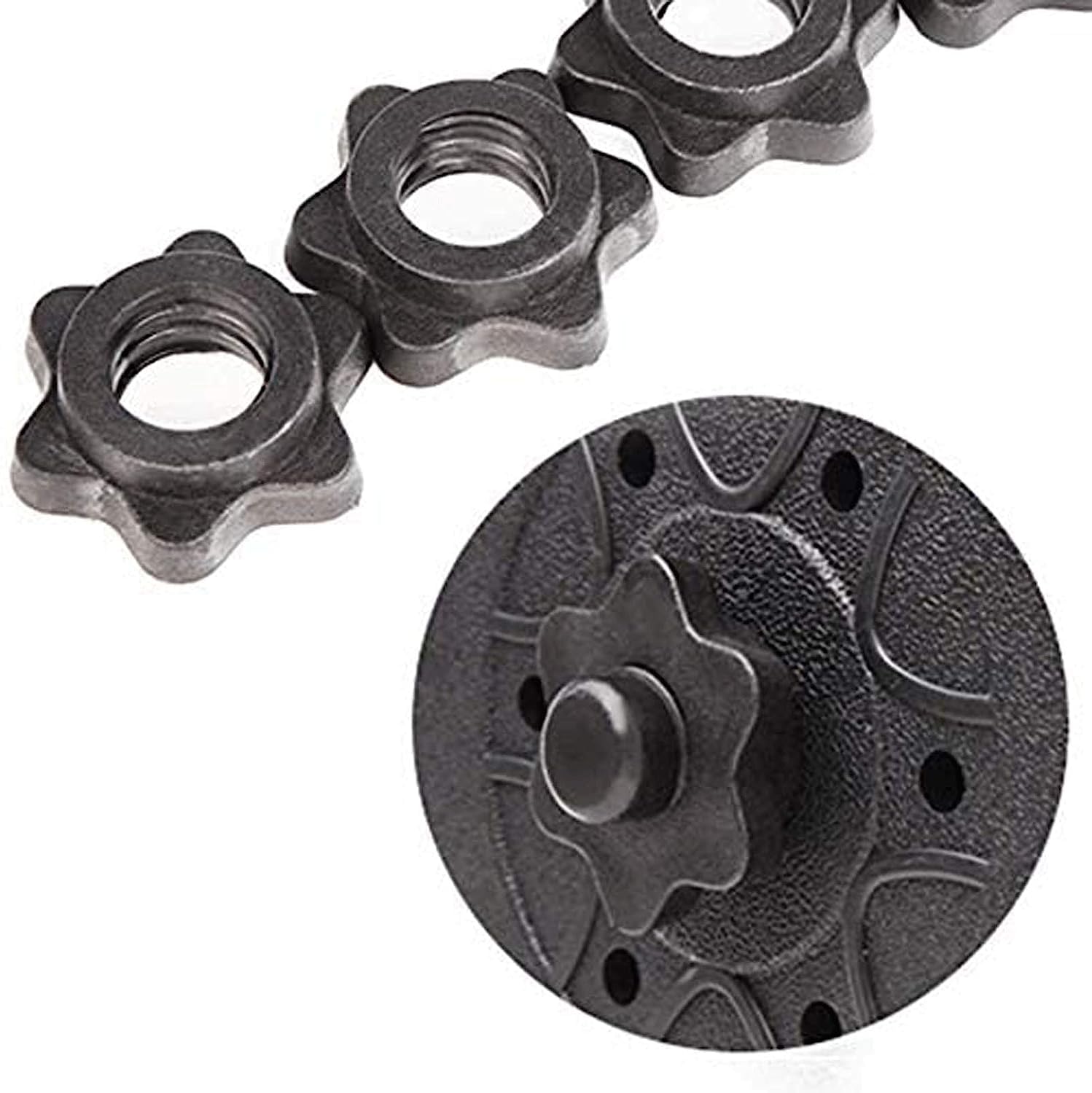uncakil Dumbbell Collars 1 inch Dumbbell Hex Nut Barbell Collar Clamps Weight Clips for Dumbbells,Spinlock Collars for 1 Inch Standard Barbells Bars Sports Weight Lifting Fitness