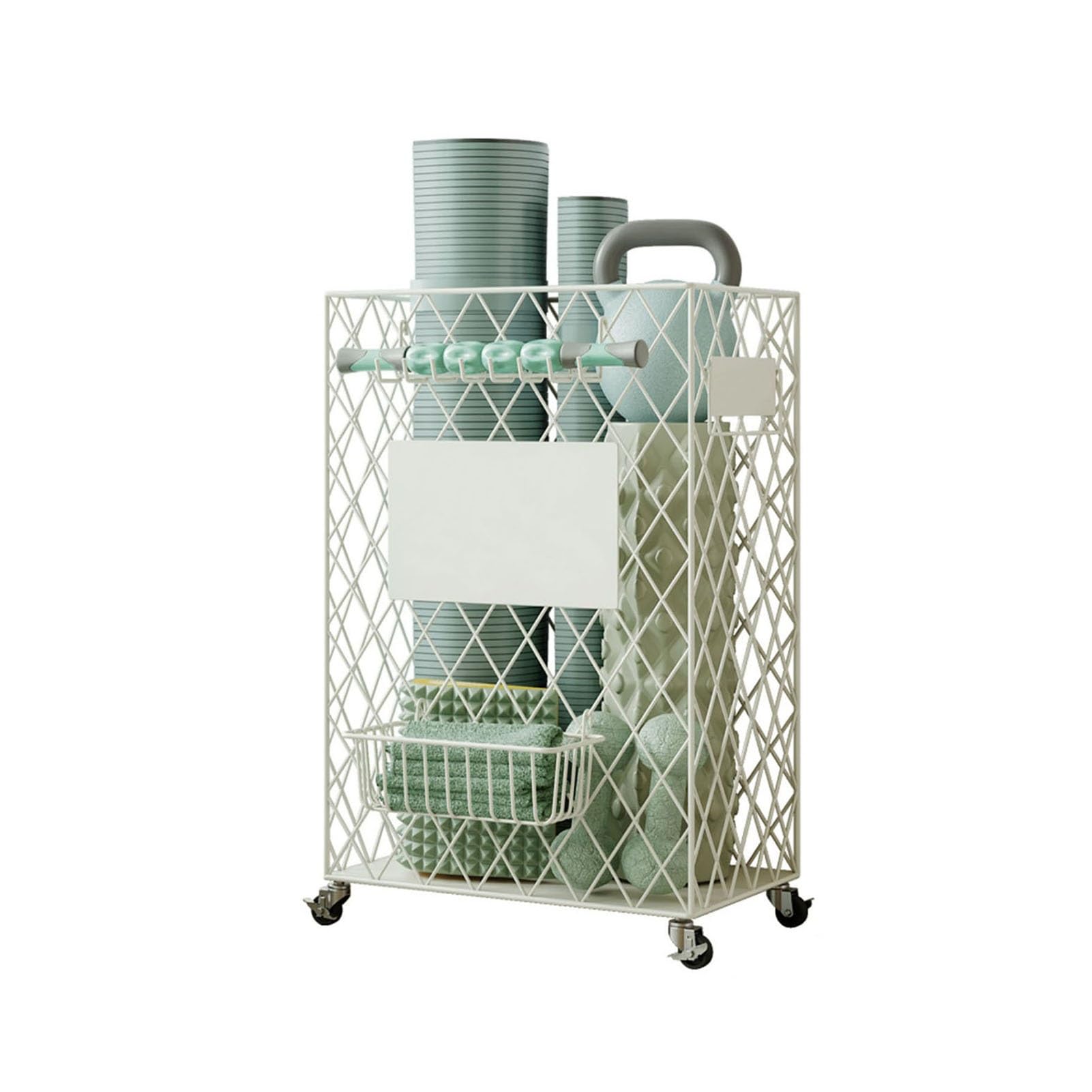 100kg Floor-Standing Yoga Mat Rack with Locking Wheels