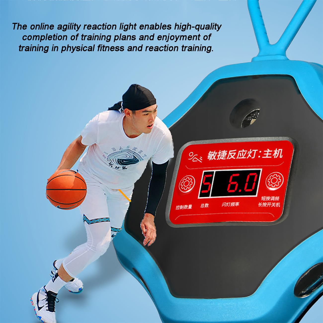 TsoLay Reaction Training Light, Lamp Speed Agility Response Equipment, Three-Speed Distance Adjustable, Host Real-time Interconnection, Buzzer Prompt Design, for Improve Reaction Time, Fitness, Speed