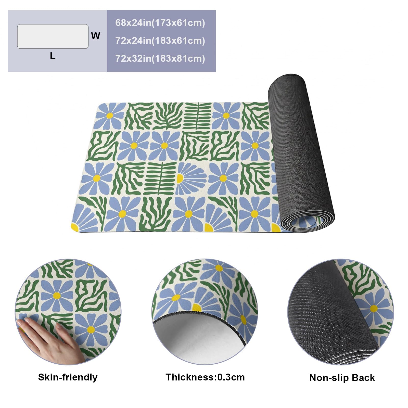 Geometric Art Non-Slip Yoga Mat with Carry Strap and Bag