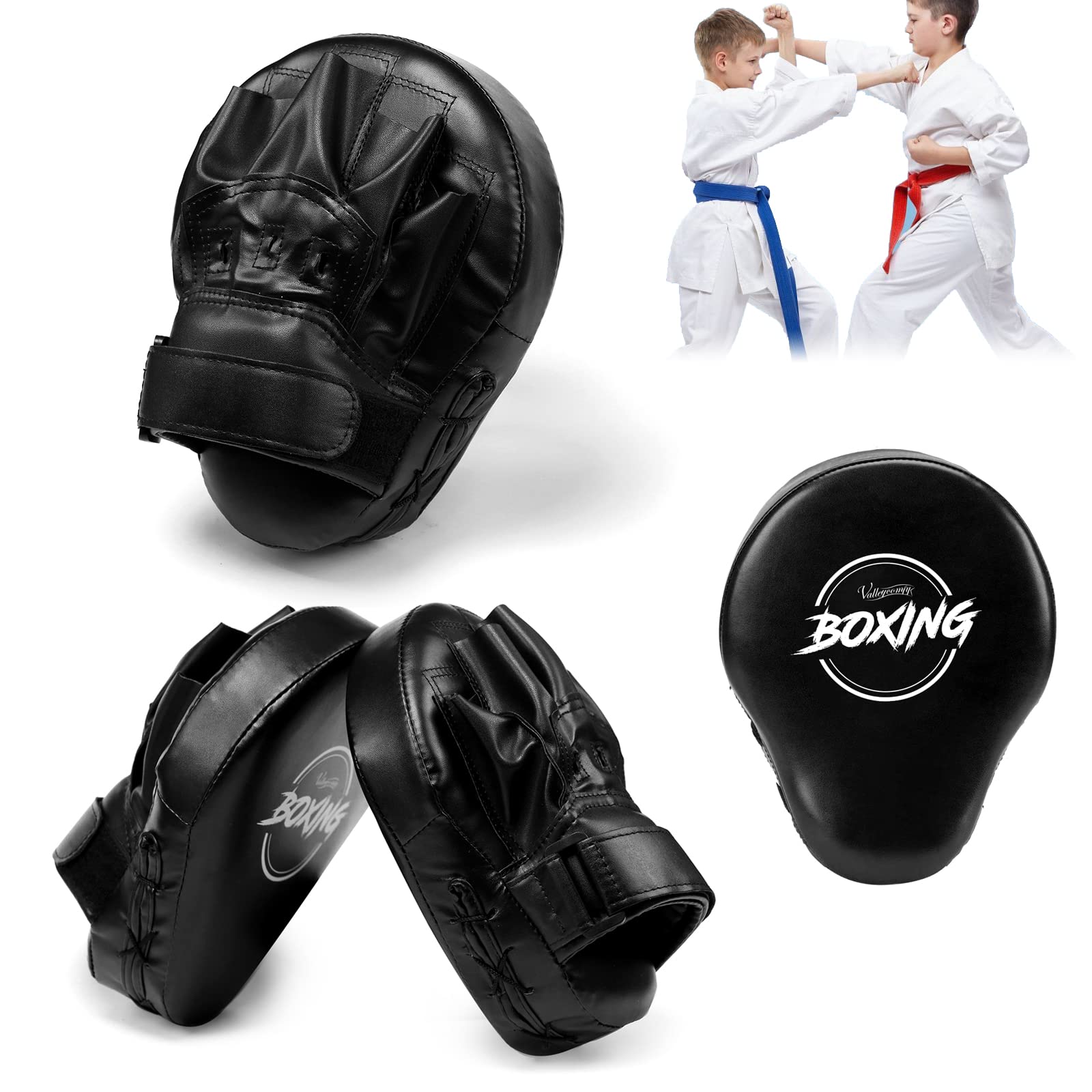 Valleycomfy Boxing Curved Focus Punching Mitts- Leatherette Training Hand Pads