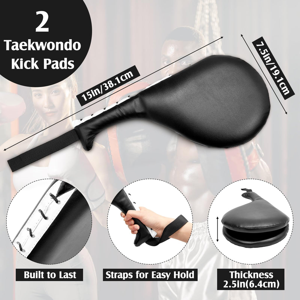 Gemscream 10 In1 Punching Mitts Kick Pad Set Taekwondo Pads Boxing Mitts Focus Pads Boxing Gloves Safety Head Guard Wrist Band for Kickboxing, Karate, Muay Thai, MMA Training