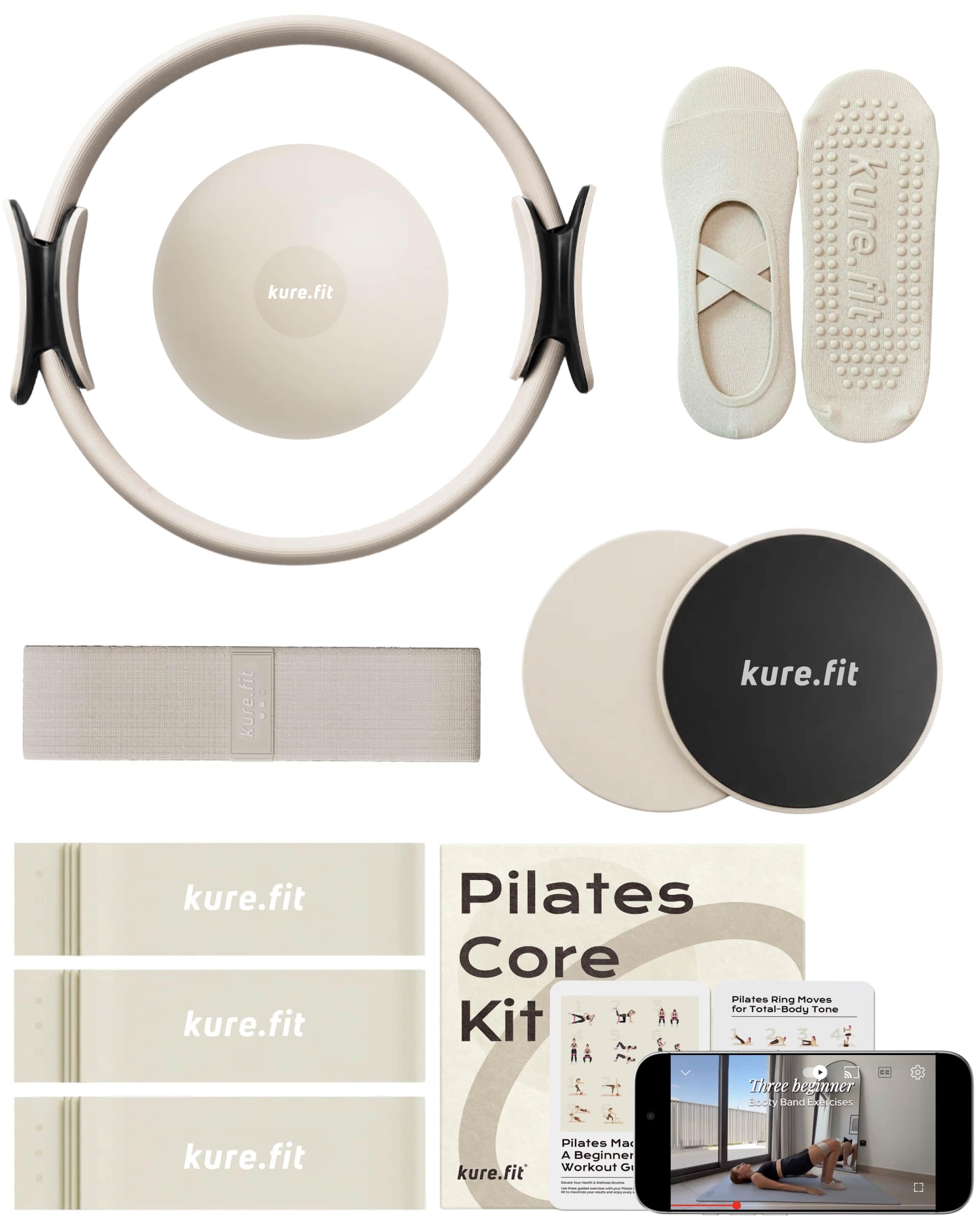kure.fit Pilates Kit for Women – Home Pilates Equipment Set with Ring, Ball & Resistance Bands | Pilates Starter Kit with Accessories in Gift Box