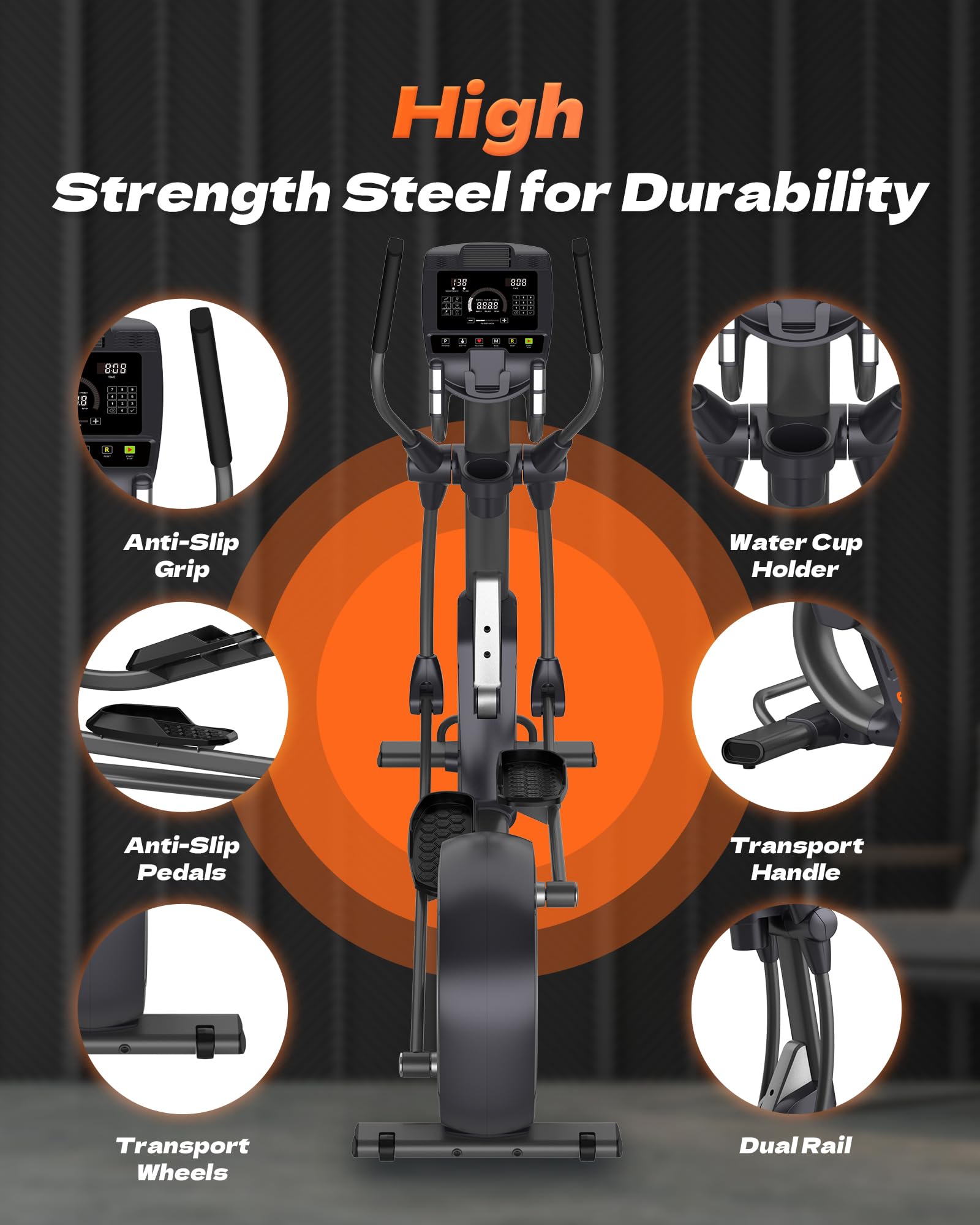 GYMOST Elliptical Machine, Elliptical Exercise Machine for Home with Hyper-Quiet Magnetic Drive System, Elliptical Trainer with 32 Resistance Levels, Large LED Monitor