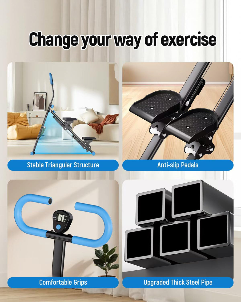 Stair Stepper for Home, Folding Stair Climber with LCD Monitor, Quiet Cardio Machine for Full Body Workout & Glute Training, 300LB Capacity