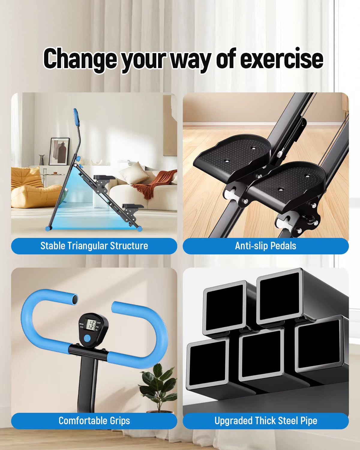 Stair Stepper for Home, Folding Stair Climber with LCD Monitor, Quiet Cardio Machine for Full Body Workout & Glute Training, 300LB Capacity