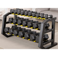 XSLRYH Rubber Coated Hex Dumbbell Weight Set, Strength Training Equipment Set with Anti-Slip Handle and 3-Tier Storage Rack for Home Gym Muscle Building and Full Body Workout