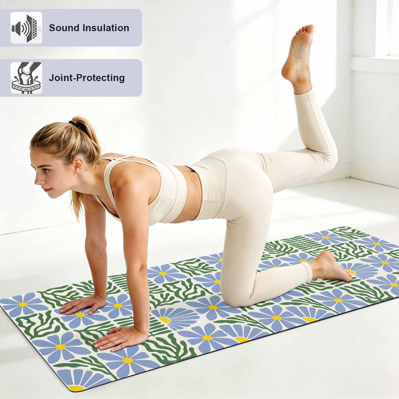 Geometric Art Non-Slip Yoga Mat with Carry Strap and Bag