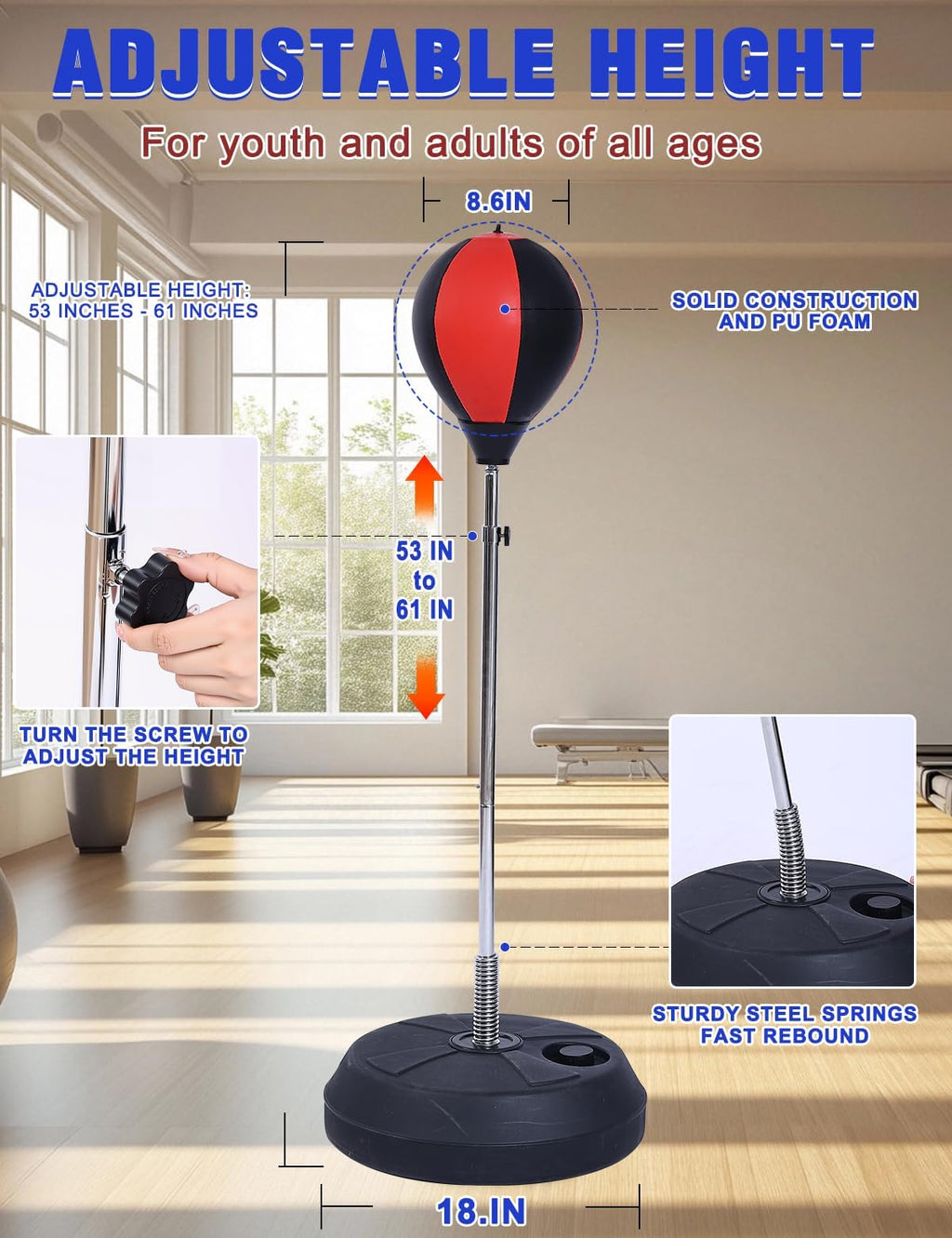 Punching Bag with Stand, Boxing Bag for Teens & Adults