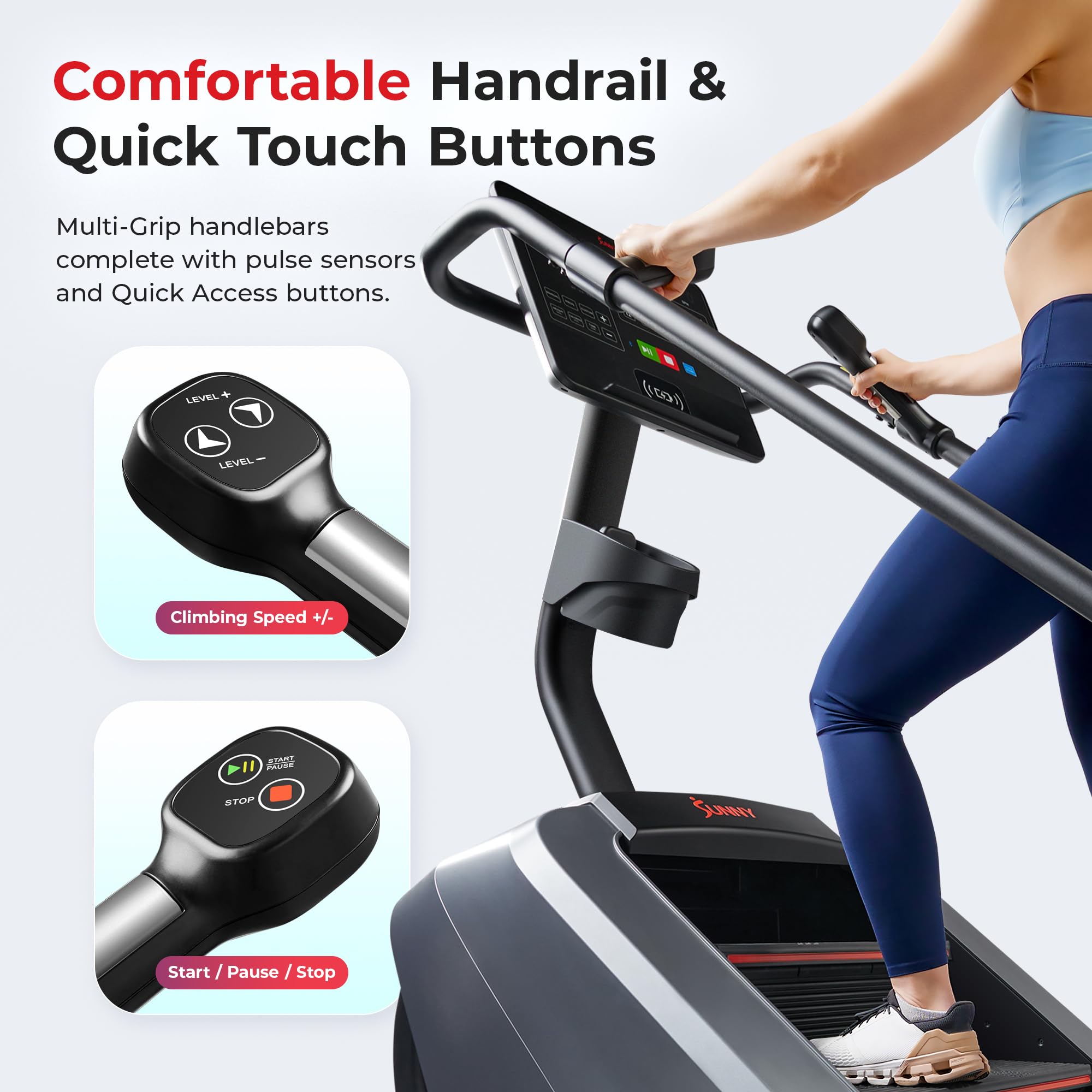 Sunny Health & Fitness Premium High-Intensity Smart Stepper Stair Climber, Commercial Grade, Cardio Workout Programs, Free SunnyFit App Bluetooth Connection, 350-400 LB Weight Capacity