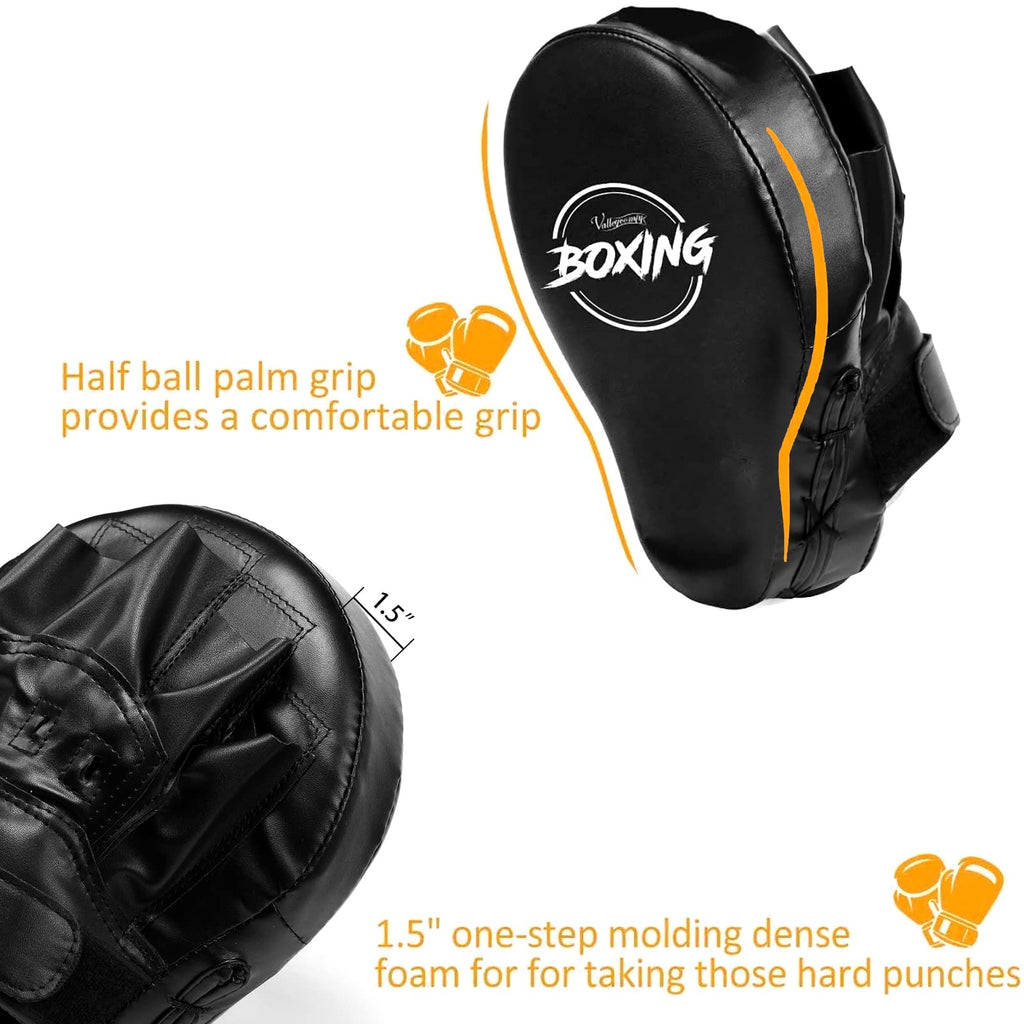 Valleycomfy Boxing Curved Focus Punching Mitts- Leatherette Training Hand Pads