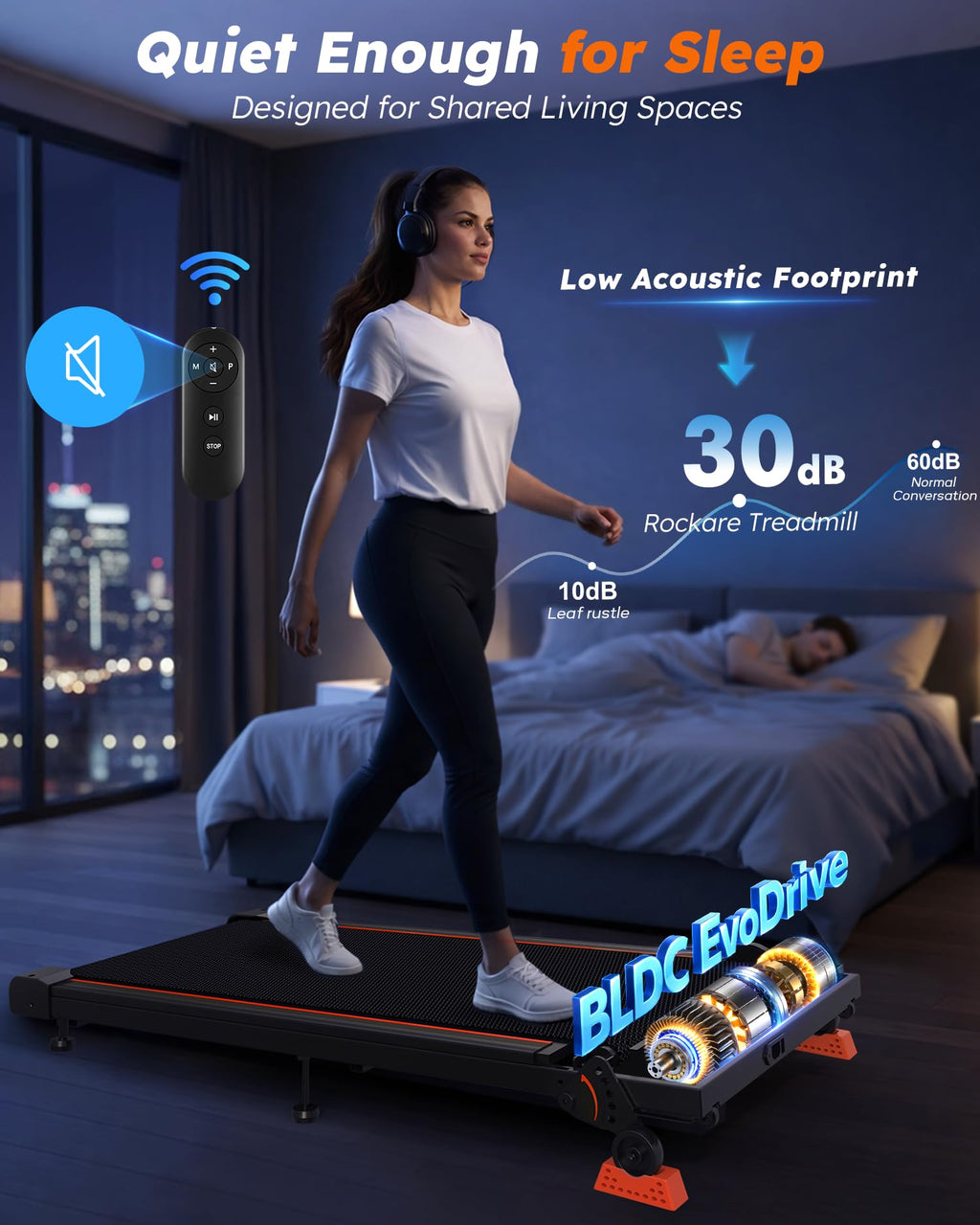 Walking Pad with Incline 9% & Decline -4% 5 Level, Under Desk Treadmill for Home, Quiet BLDC EvoDrive, Full Metrics Large Display, NeoFloat Quad Cushioning, Portable Compact for Small Spaces