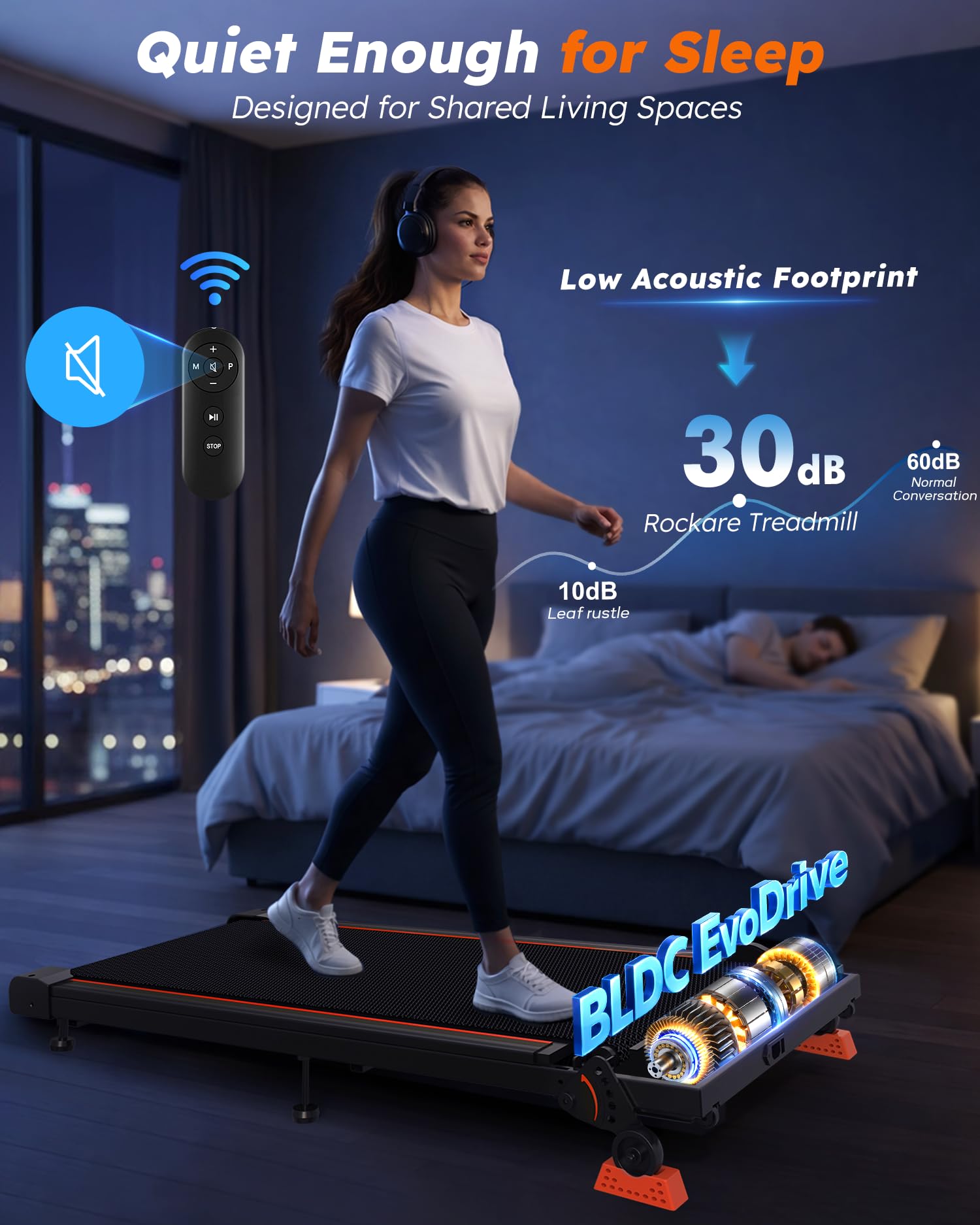 Walking Pad with Incline 9% & Decline -4% 5 Level, Under Desk Treadmill for Home, Quiet BLDC EvoDrive, Full Metrics Large Display, NeoFloat Quad Cushioning, Portable Compact for Small Spaces