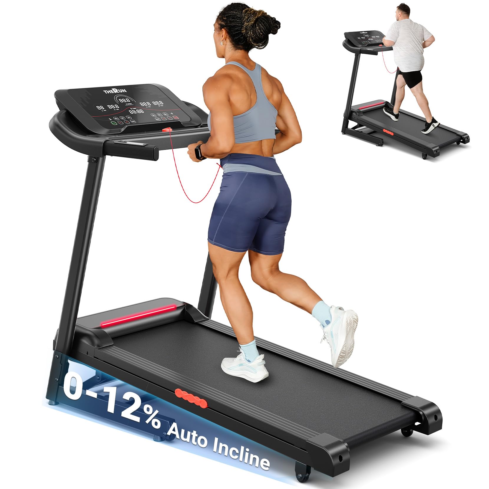 15% Incline 3.0HP Folding Treadmill with Pulse Sensors