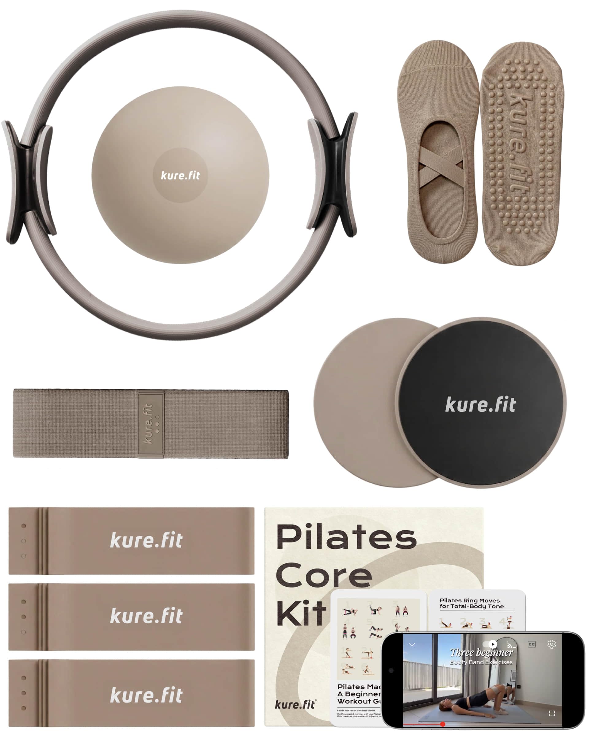 kure.fit Pilates Kit for Women – Home Pilates Equipment Set with Ring, Ball & Resistance Bands | Pilates Starter Kit with Accessories in Gift Box