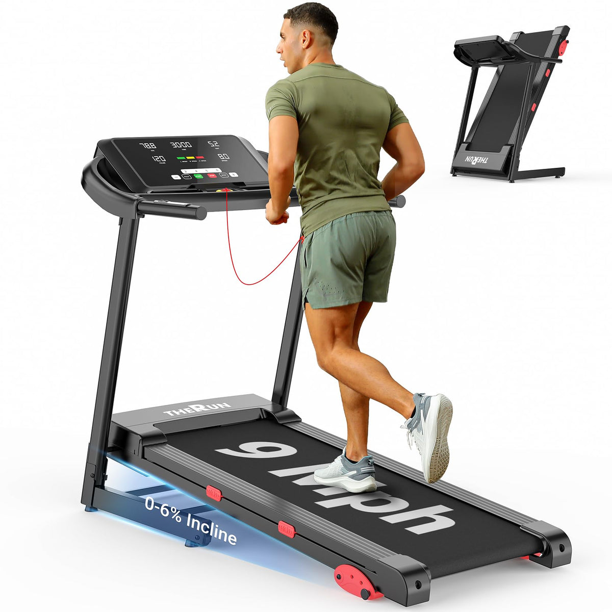 15% Incline 3.0HP Folding Treadmill with Pulse Sensors